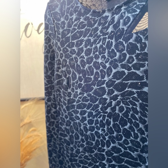 Leopard Print Long Sleeve Black-Gray Party Wear Dress - Picture 4 of 8
